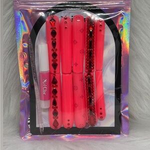 Pink Nail Art Kit with Rhinestones